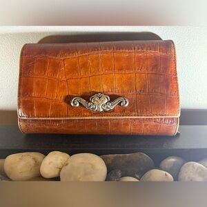 Brighton Brown Crocodile-Embossed Clutch